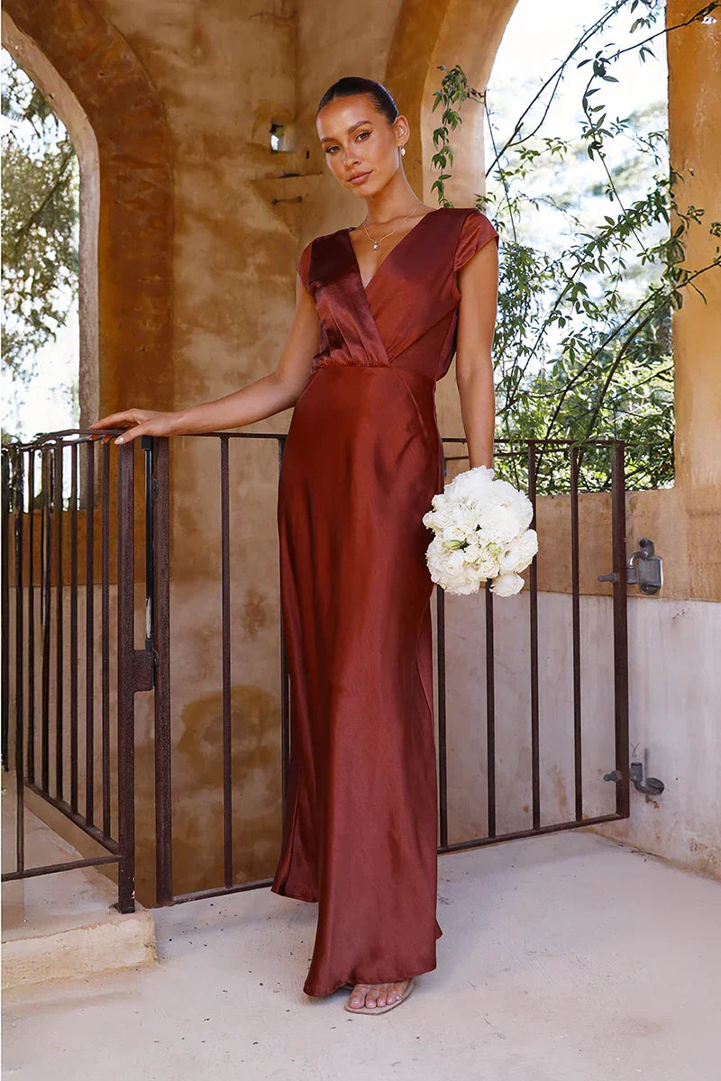 Lucrecia Elevated Maxi Dress Rust Premium Wardrobe Essential