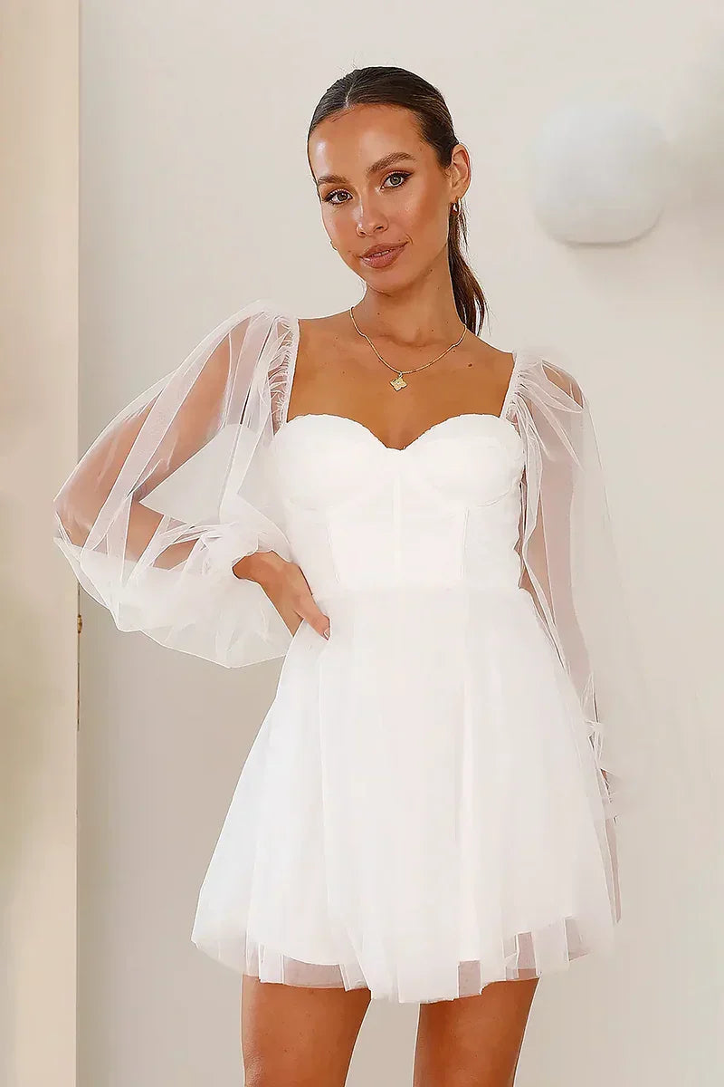 Statement Karina Mini Dress White Premium Wardrobe Essential