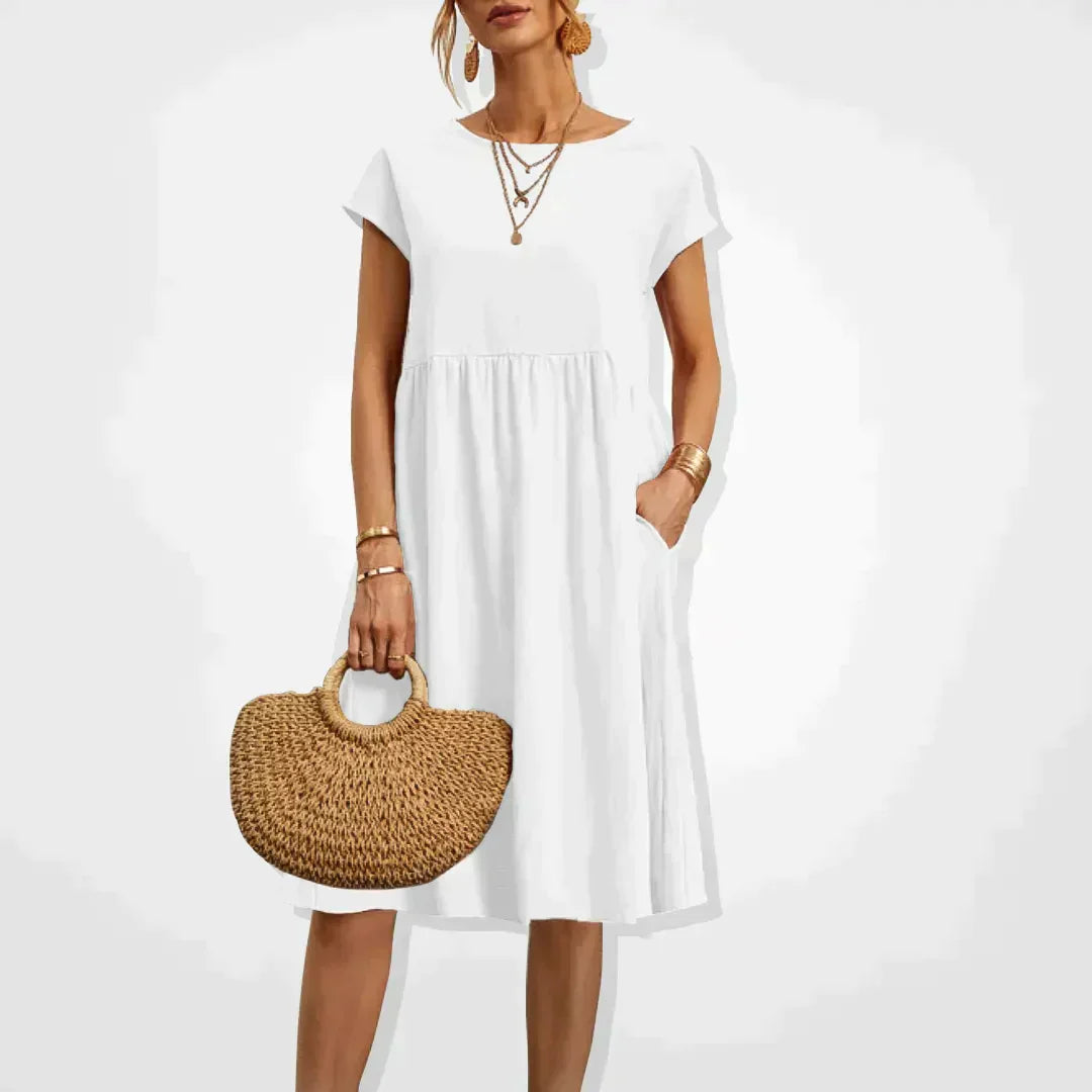 Hestia Comfortable Flowy Midi Dress for Women Comfortable Comfortable Fit