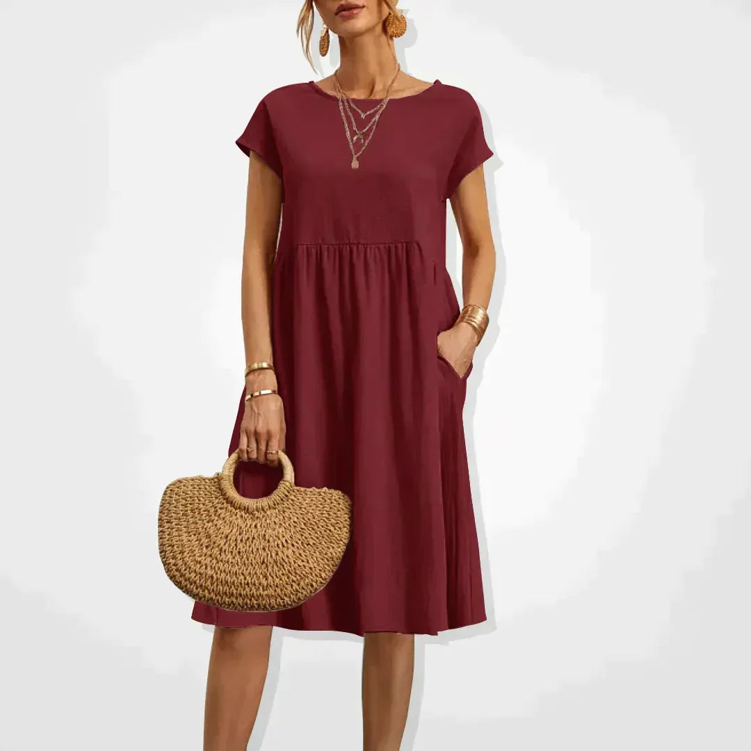 Hestia Comfortable Flowy Midi Dress for Women Comfortable Comfortable Fit