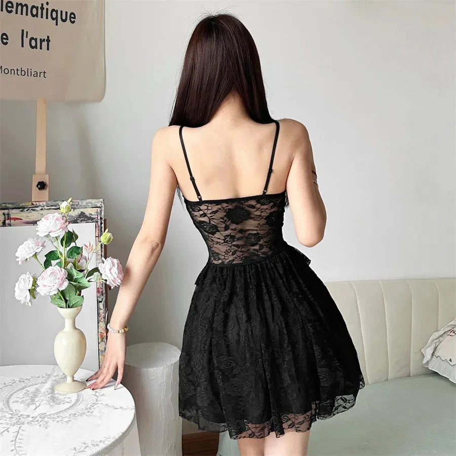 Sheer Lace Mini Dress