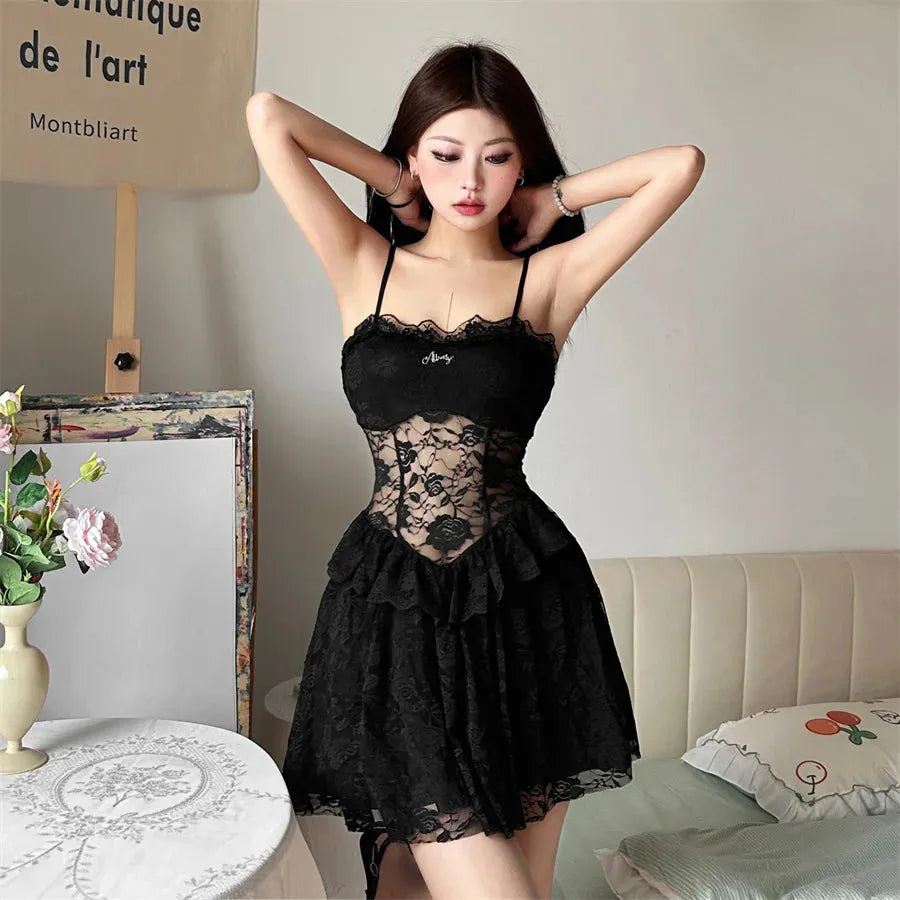 Sheer Lace Mini Dress