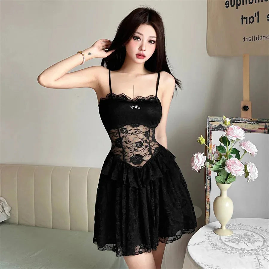 Sheer Lace Mini Dress
