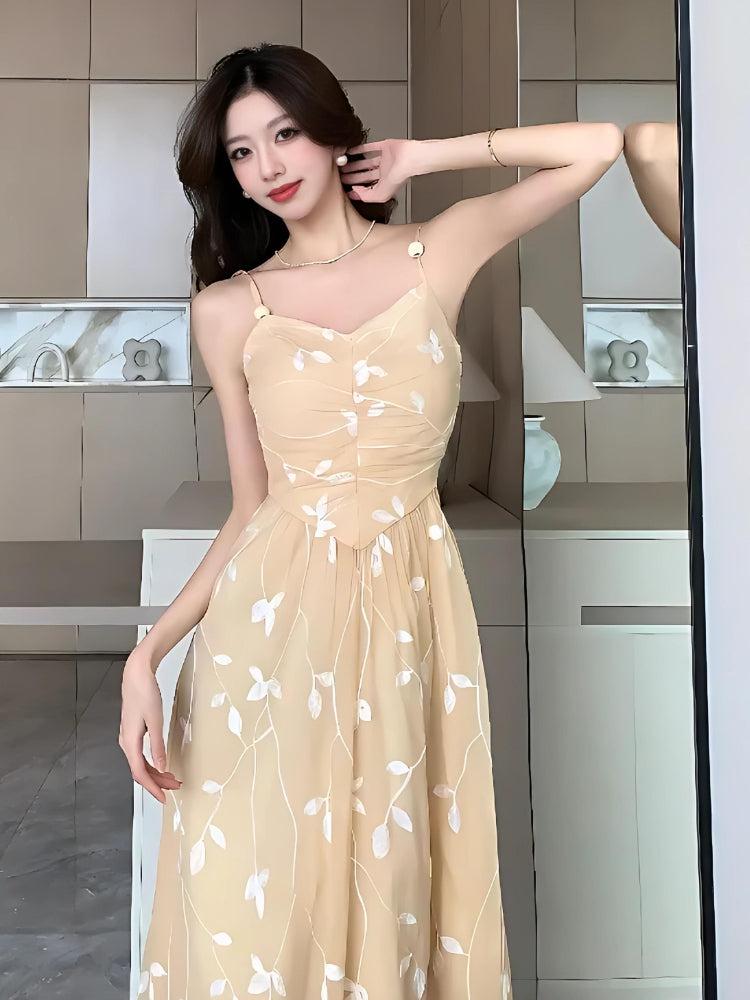 Mesh Leaves Midi Dress