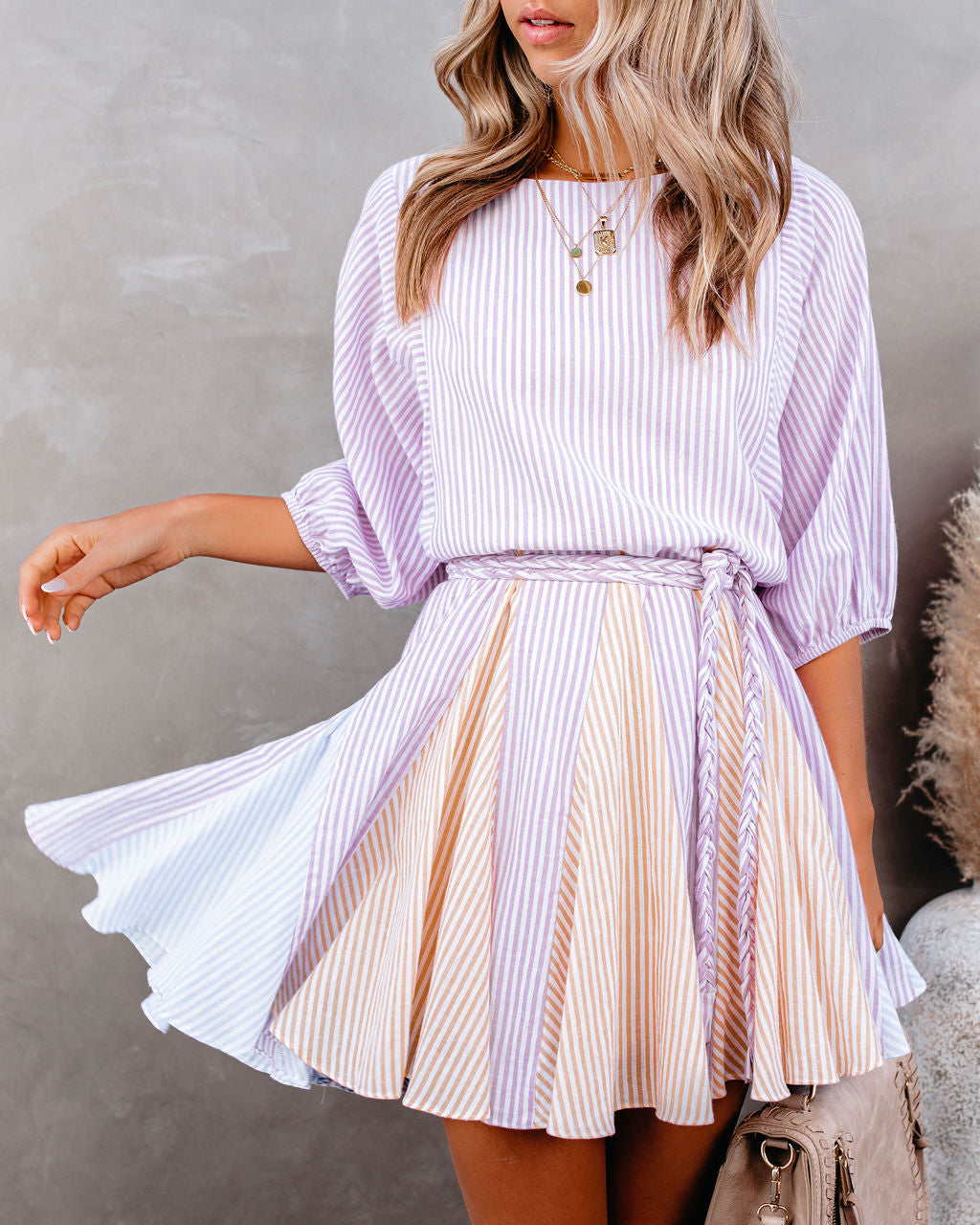 Cotton Montauk Blend Striped Rope Tie Dress
