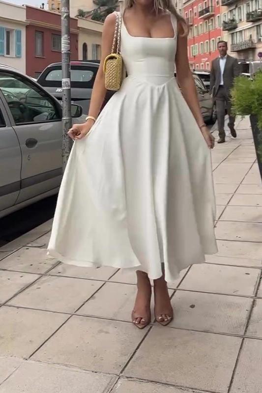 Charm Celeste Square Neck Midi Dress
