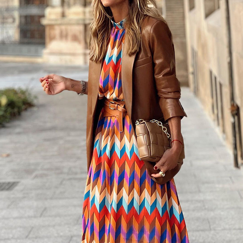 Statement Inés Formal Printed Midi Dress Chic Silhouette Collection