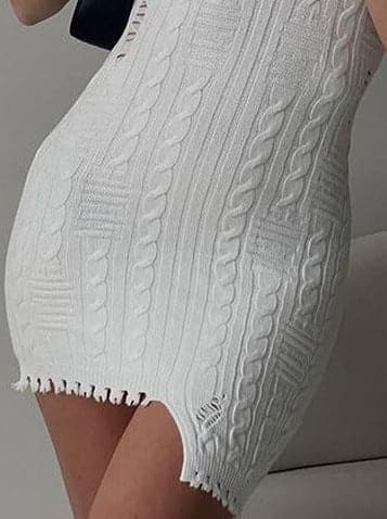 Mini Dress Women Graceful Solid Black Knit Bodycon Dresses