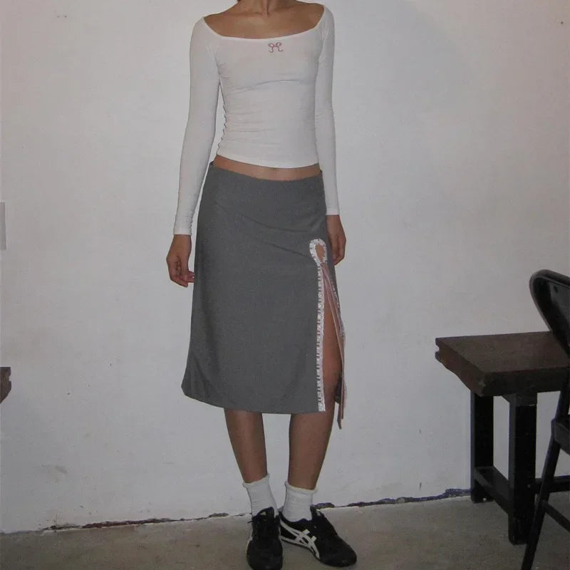 Side Slits Lace Maxi Street Boutique Skirt