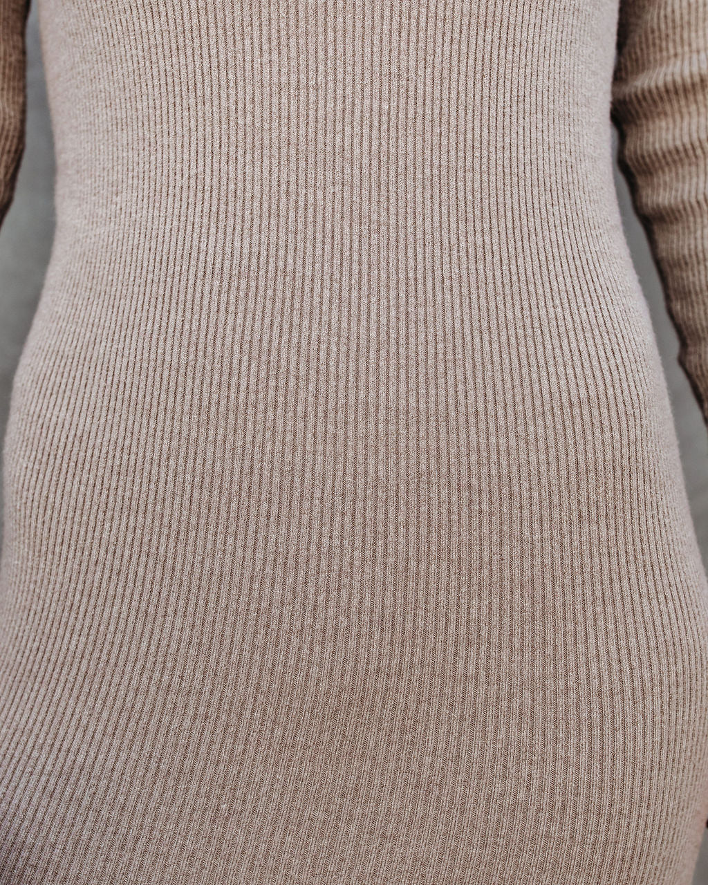 Mock Newtown Neck Knit Midi Dress Taupe