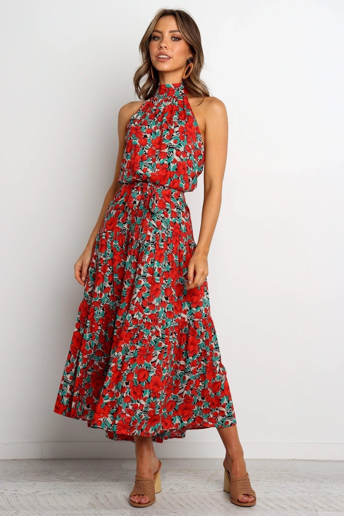 Know It All Botanical Pleated Midi Dress