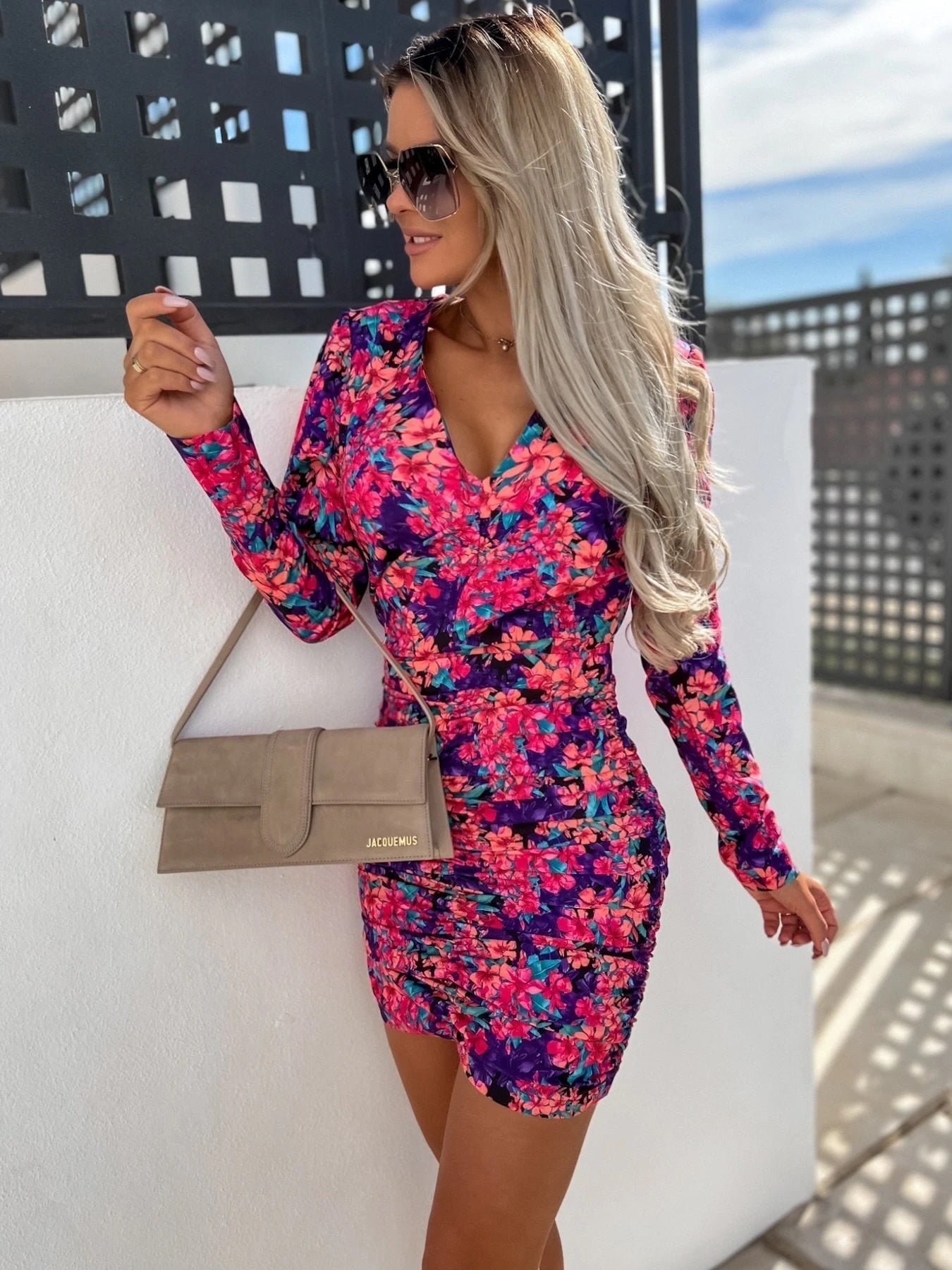 Love Wildly Satin Botanical Mini Dress
