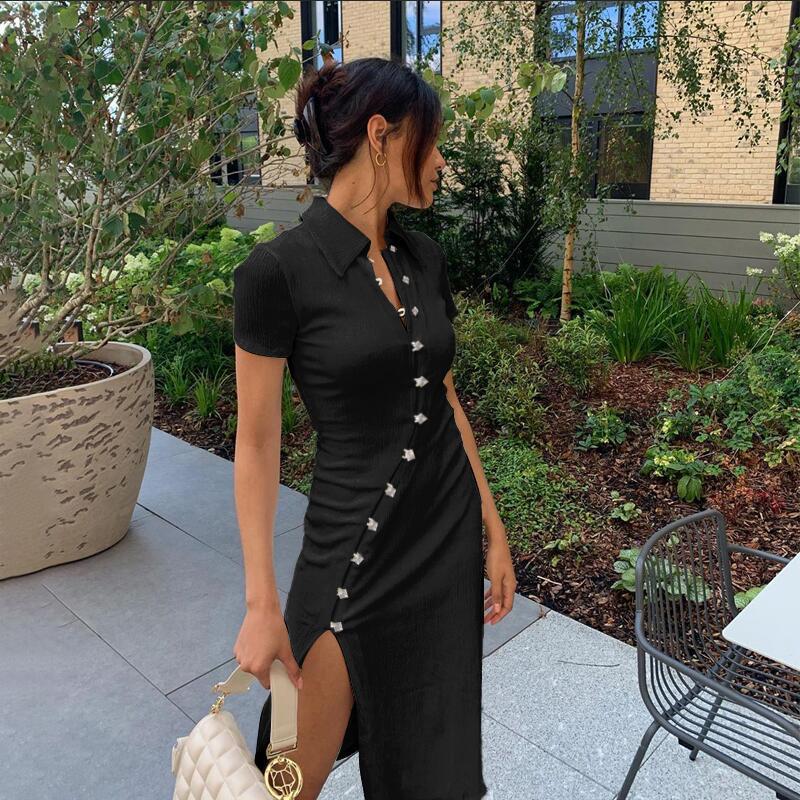 Sleeve Short Lapel Skinny Mini Dress
