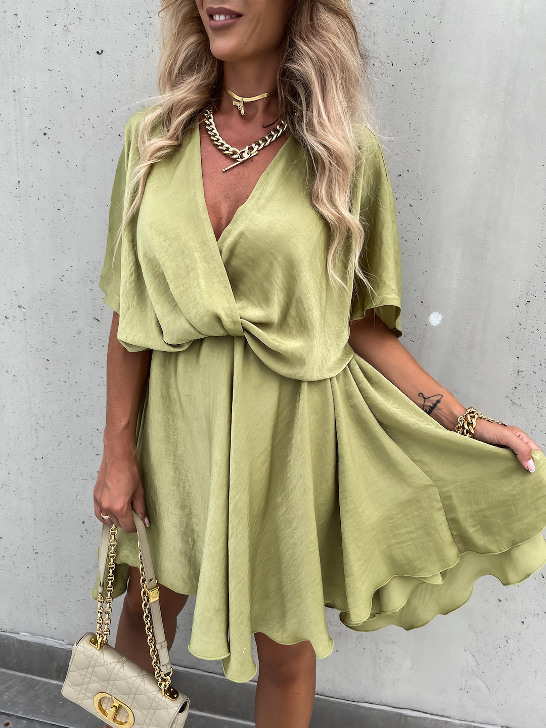 The Only Lucky Plunge Cape Dress