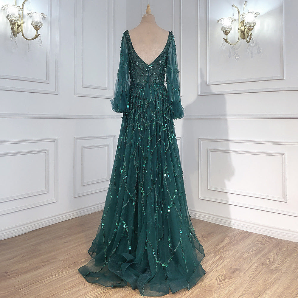Gold Heavy Industry Beads Premium Evening Dress Sexy Socialite Aura Queen Maxi Dress