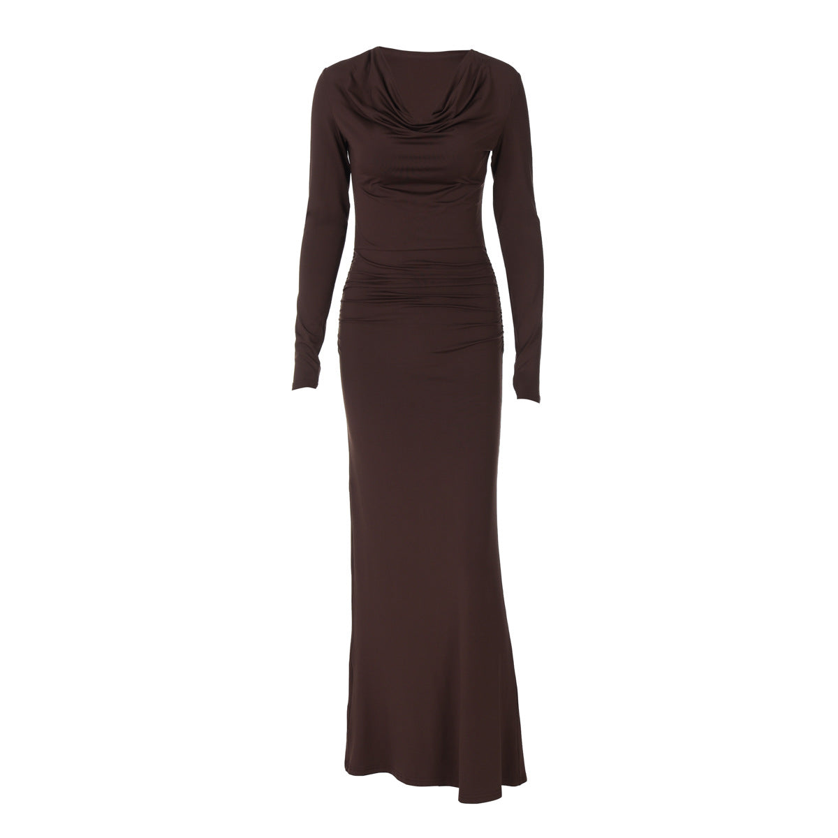 Collar Swing Long Sleeve Pleated Slim Sheath Dress