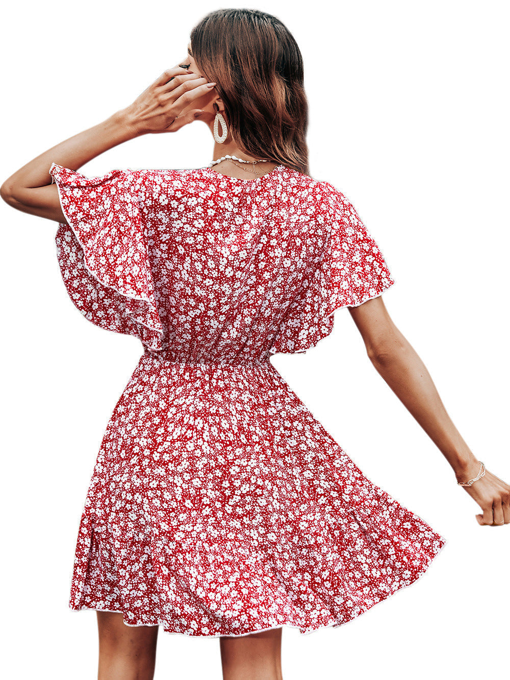 Printed Layva Ruffle Tiered Dress Mauve
