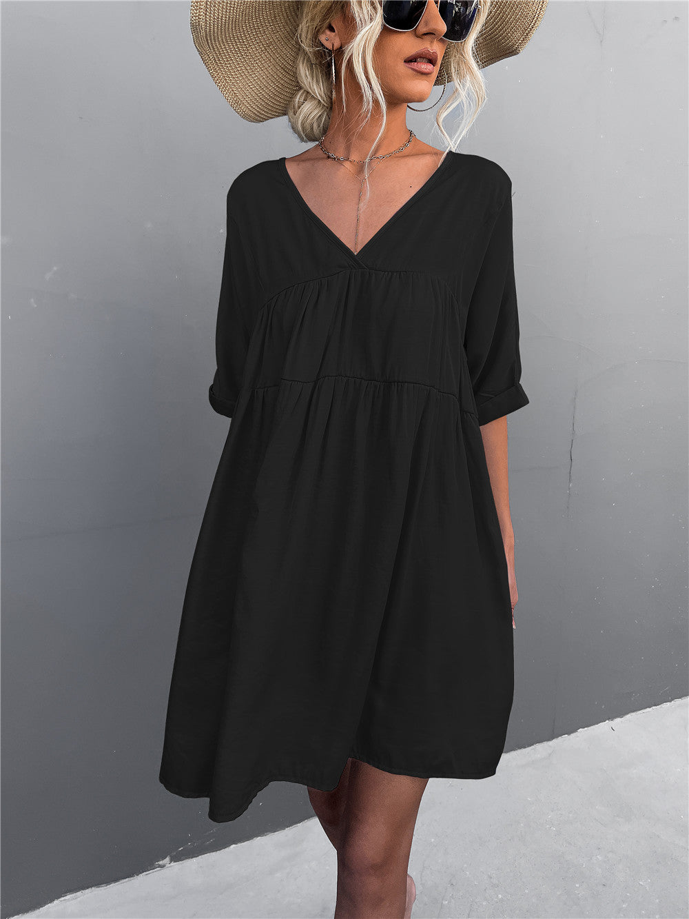 To Cheers Summer Pocketed Tassel Dress Black