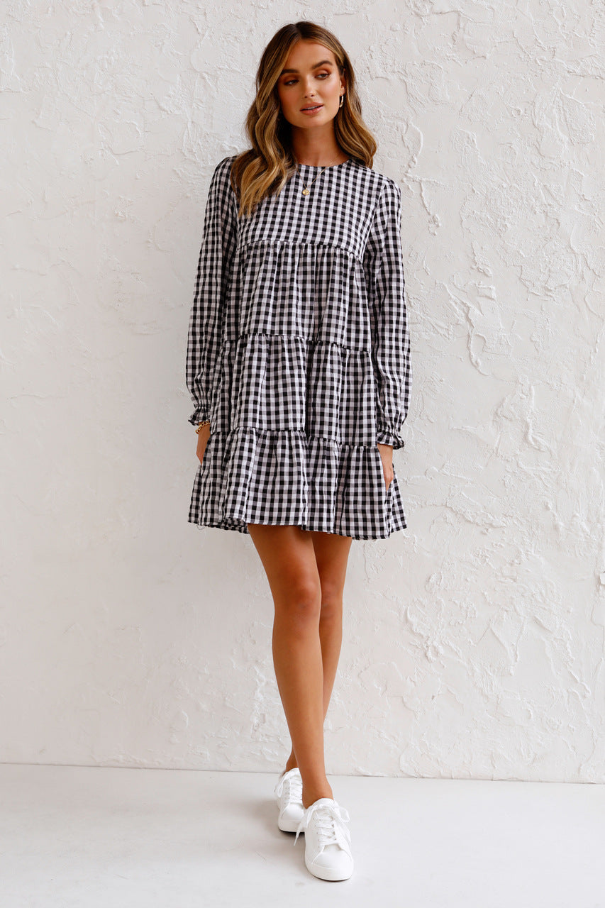 Cotton Urika Blend Plaid Babydoll Dress FINAL