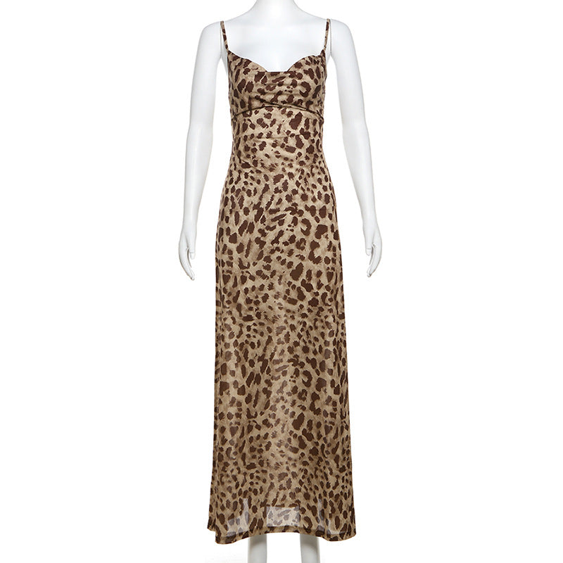 Aura Leopard Midi Dress Brown