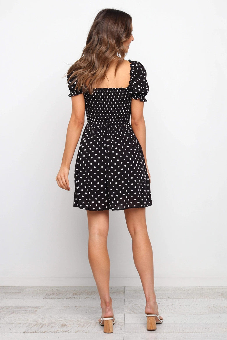 Polka Dawn Dot Puff Sleeve Babydoll Dress FINAL