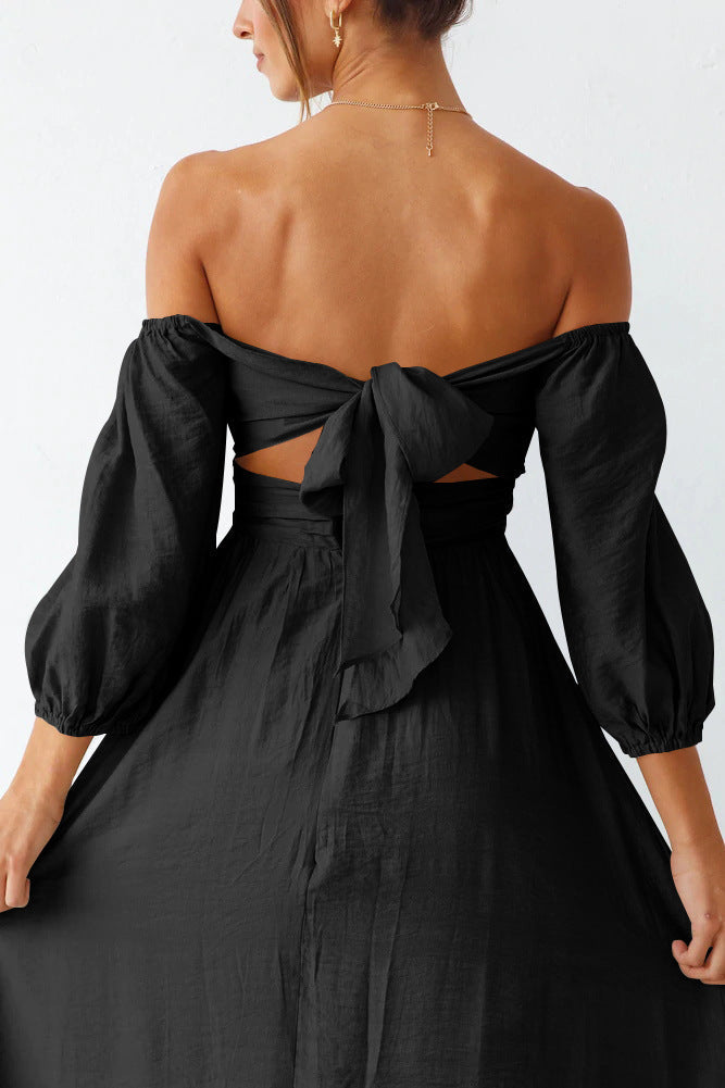 Puff Samantha Sleeve Midi Dress Black