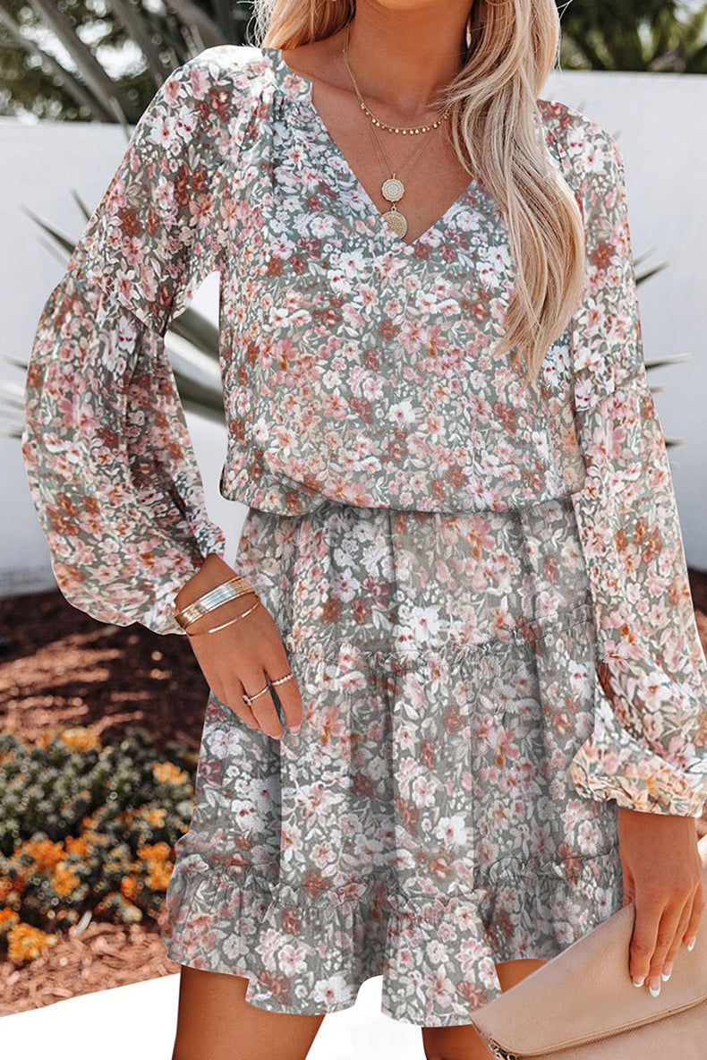 Pollen Flower Ruffle Tie Dress