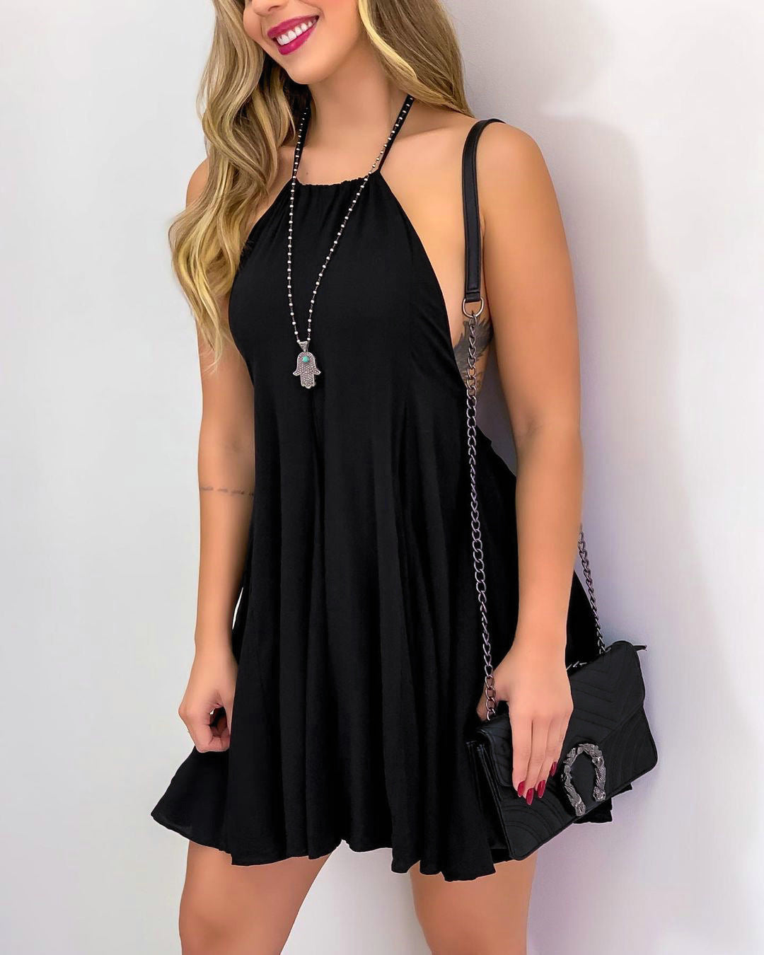 Distressed Darcy Halter Tunic Black Final