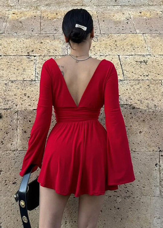Long Amara Sleeve Wrap Mini Dress
