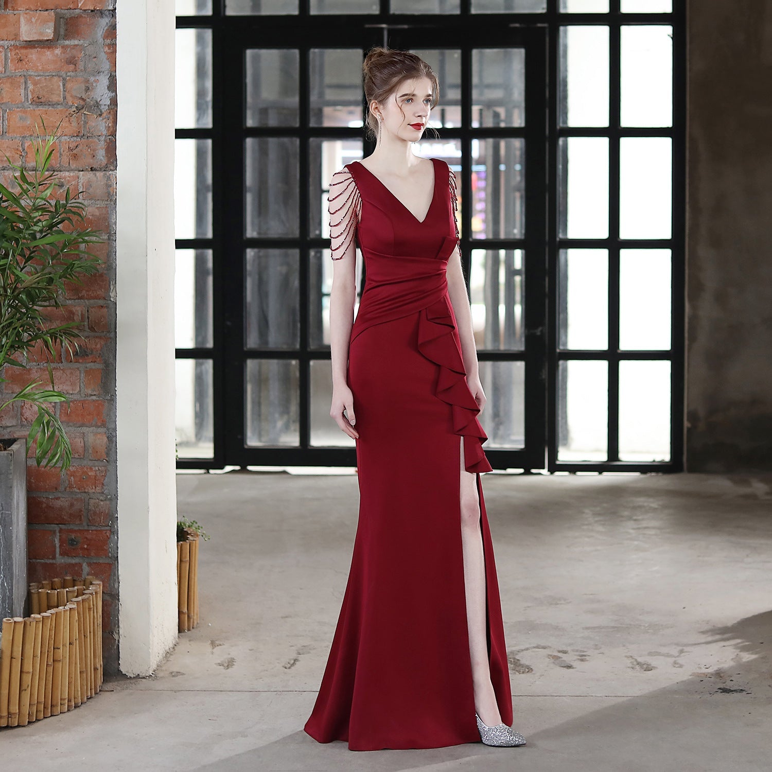 Toast Dress Bride Extended Sling Appreciation Dinner Slim-Fit Fishtail Wedding Car Model Exhibition Dress