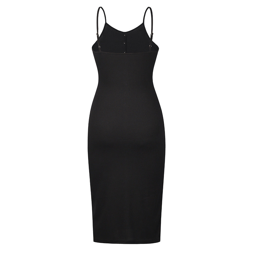 Ribbed Scarlett Knit Midi Dress Black