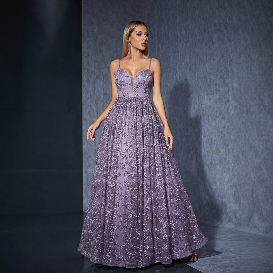 Dress Sling Girlfriends Bridesmaid Dress Annual Meeting Performance Chorus Dress Large Dress Embroidered