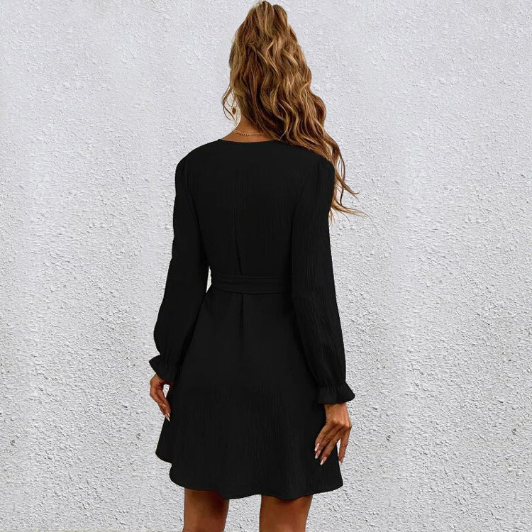 Bell Sequel Sleeve Tie Dress Black