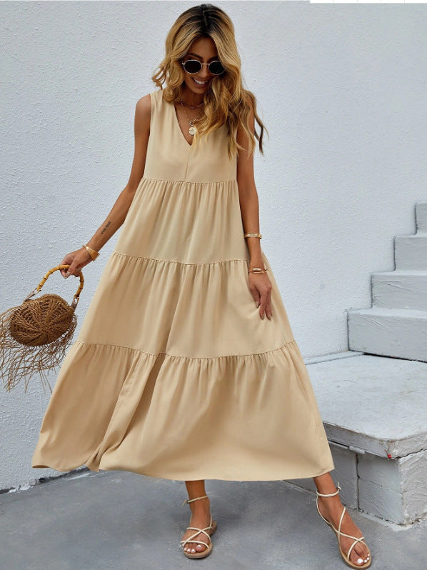 Cotton Braxton Pocketed Tiered Midi Dress