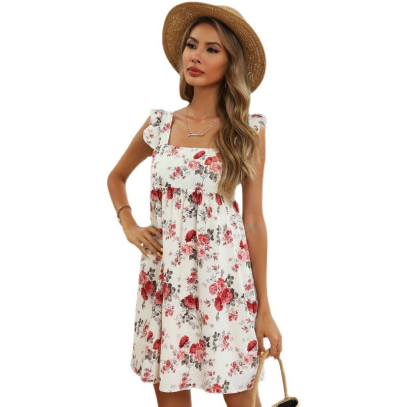 Elizabeth Flower Tiered Babydoll Dress