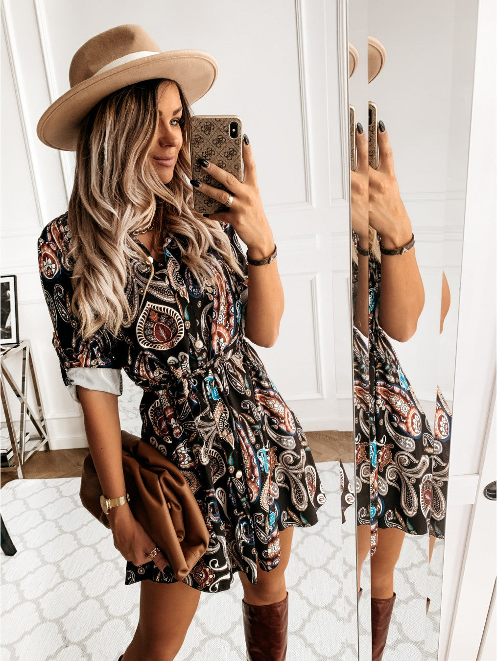 Printed Ridgewood Button Down Shirt Dress FINAL