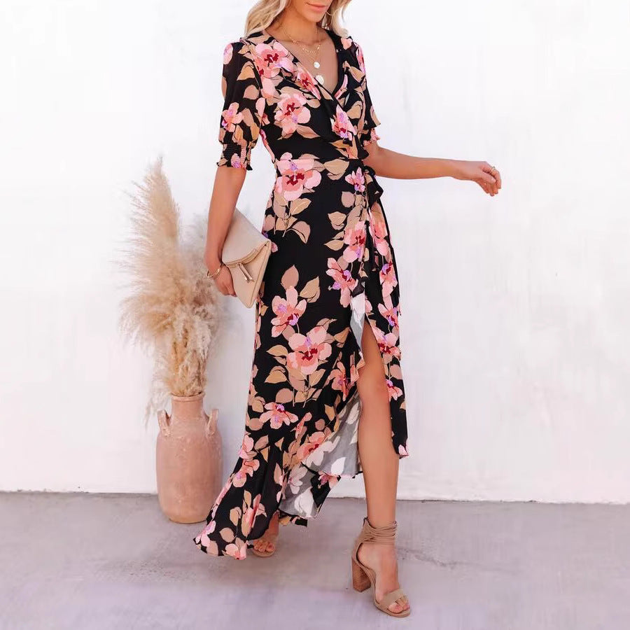 Paty Minimalist Women's Floral Wrap Maxi Dress Elevated Occasion Wear
