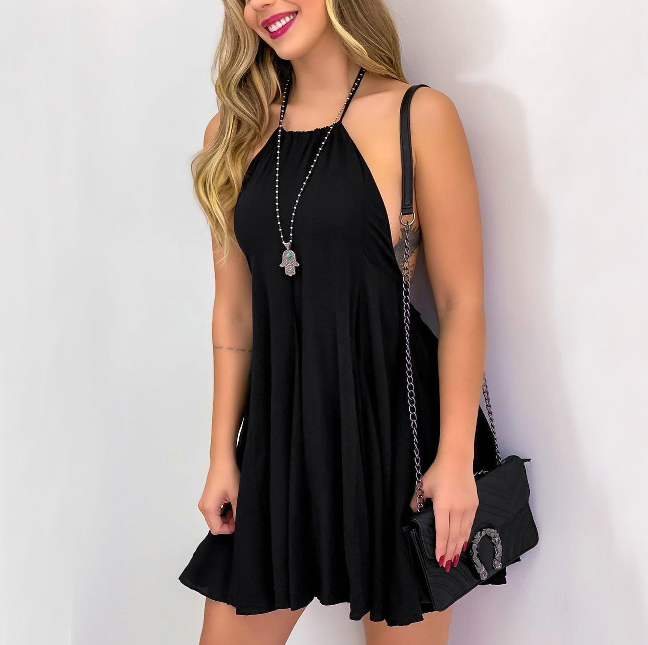 Distressed Darcy Halter Tunic Black Final
