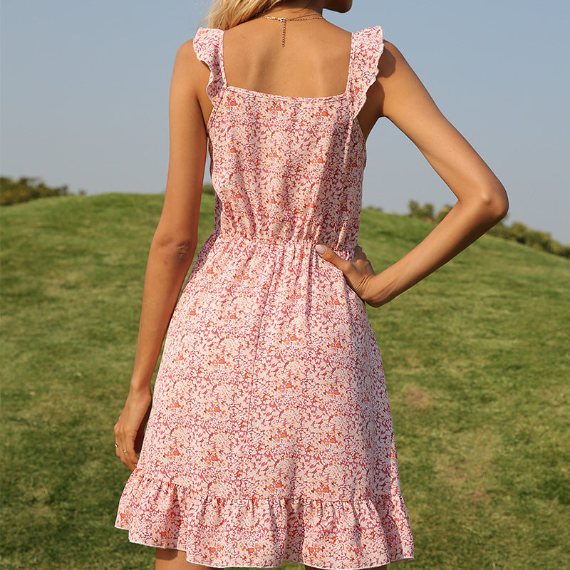 Up Freshen Cotton Smocked Tie Strap Dress Blush Multi