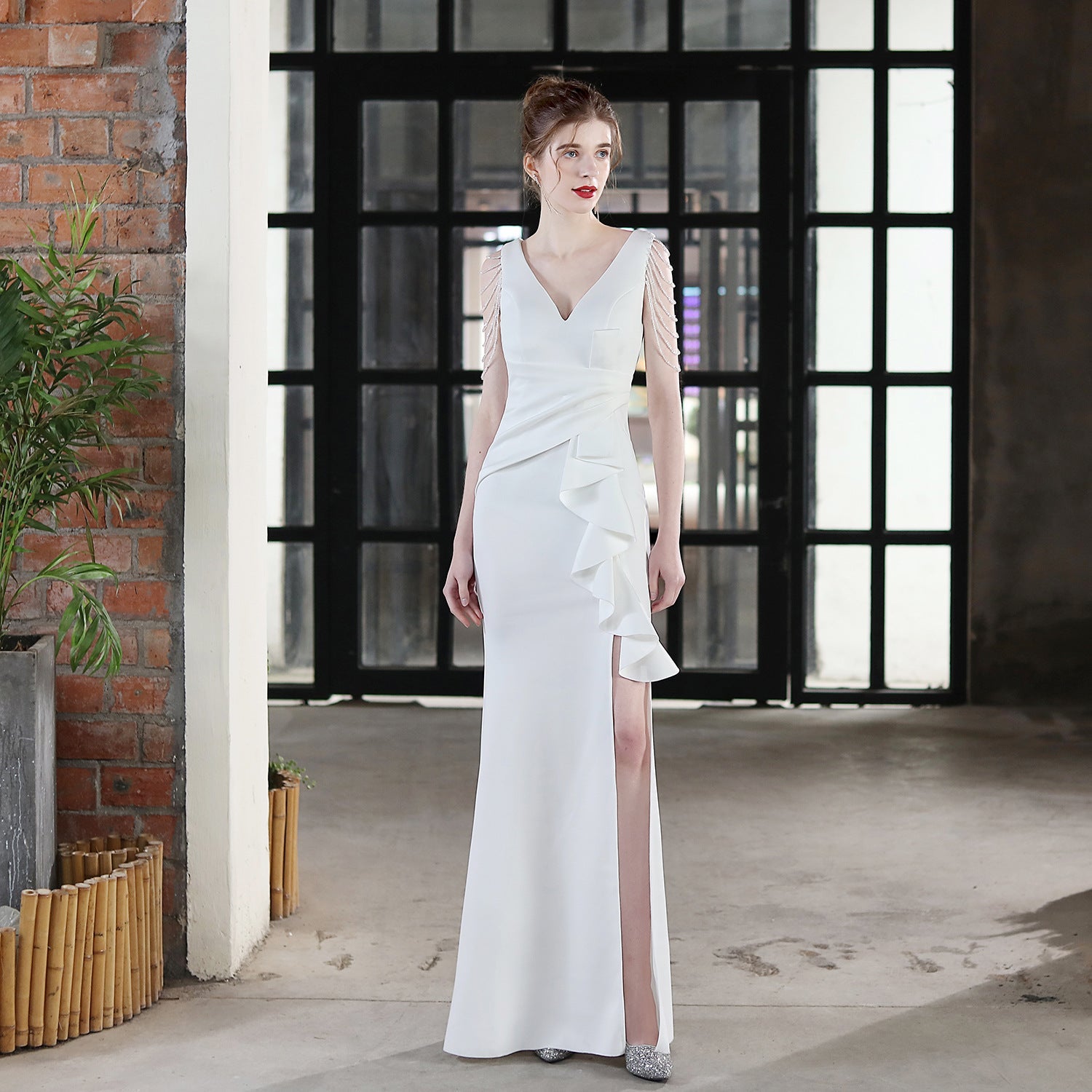 Toast Dress Bride Extended Sling Appreciation Dinner Slim-Fit Fishtail Wedding Car Model Exhibition Dress