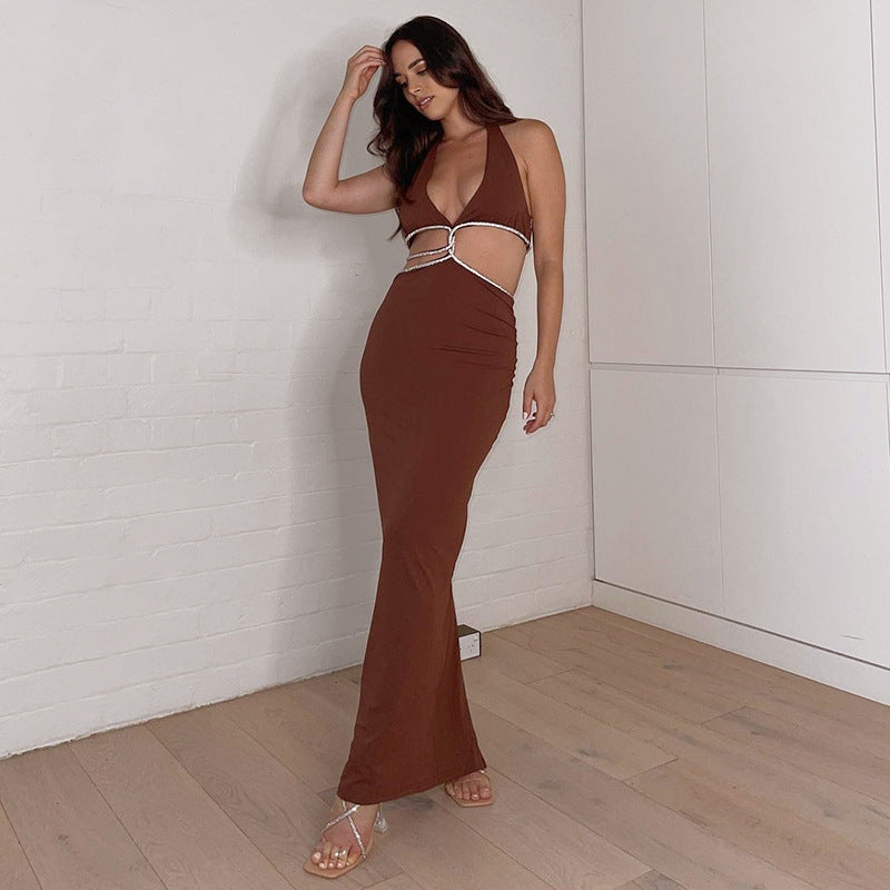 Button Trix Down Cutout Knit Midi Dress Chocolate FINAL