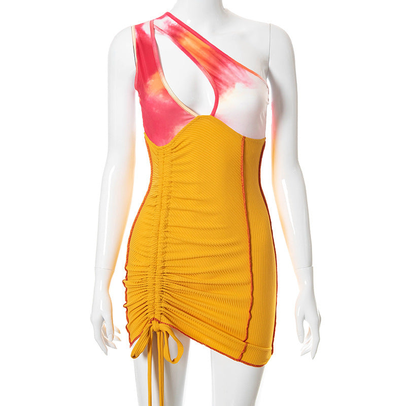 Chic Zulema Women's Asymmetrical Mini Dress with Colorful Gradient and Ruffles Elevated Occasion Wear