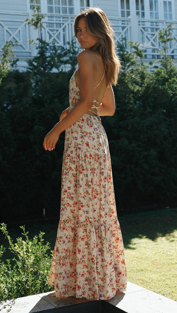 List Goes On Flower Tiered Tassel Midi Dress