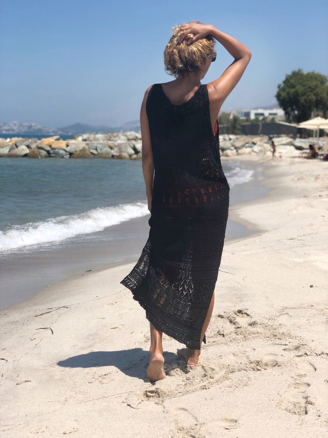 Crochet Yuka Cover Up Midi Dress Black