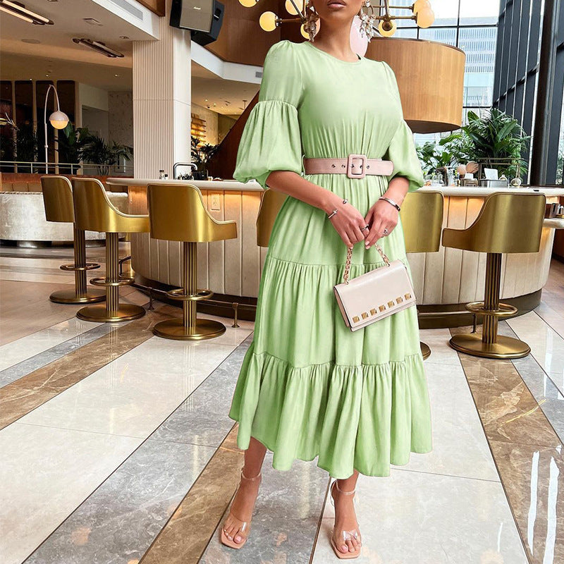 Puff Samantha Sleeve Midi Dress Olive