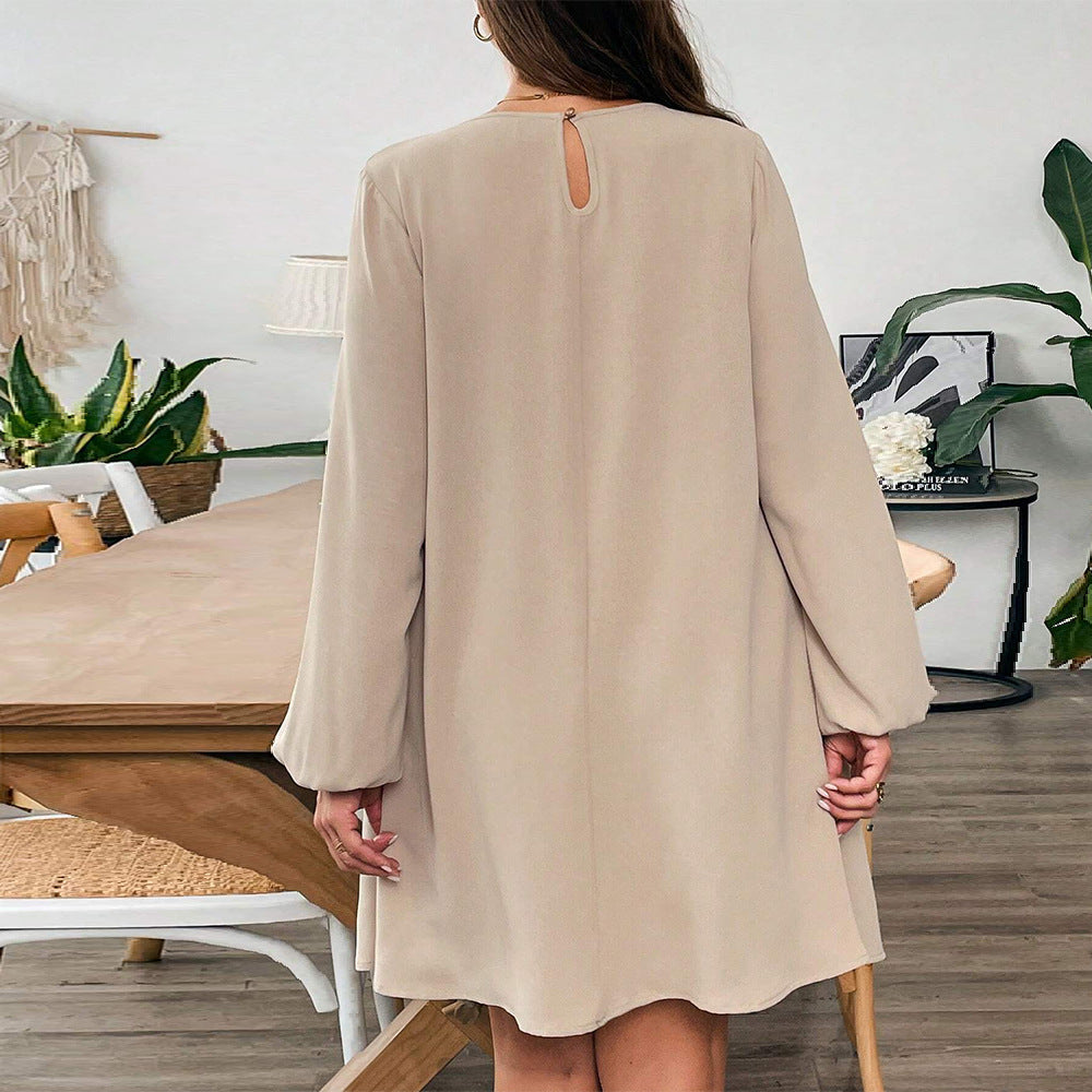 Size Plus Simple Comfortable Dress Loose Slimming One Step Midi Dress