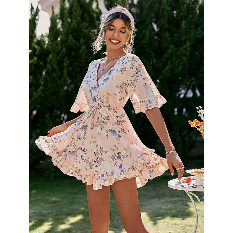 Emma Bloom Bell Sleeve Ruffle Dress