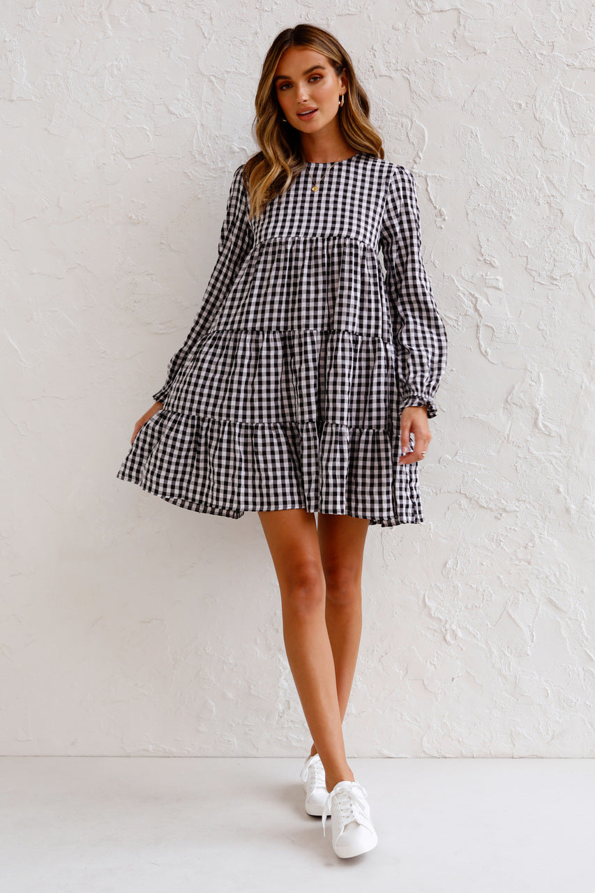 Cotton Urika Blend Plaid Babydoll Dress FINAL