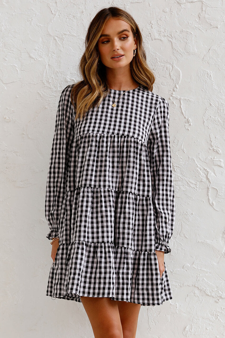Cotton Urika Blend Plaid Babydoll Dress FINAL