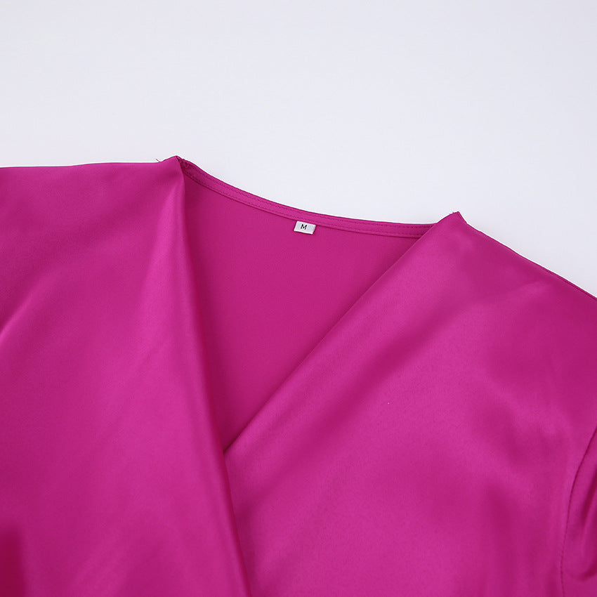 Satin Didi Drape Mini Dress Bright Fuchsia